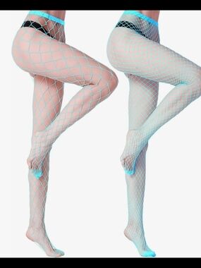 Aqua Fishnet Thigh-High Stockings 2 Pairs